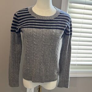 Tory Burch Gray and Black Striped Sweater